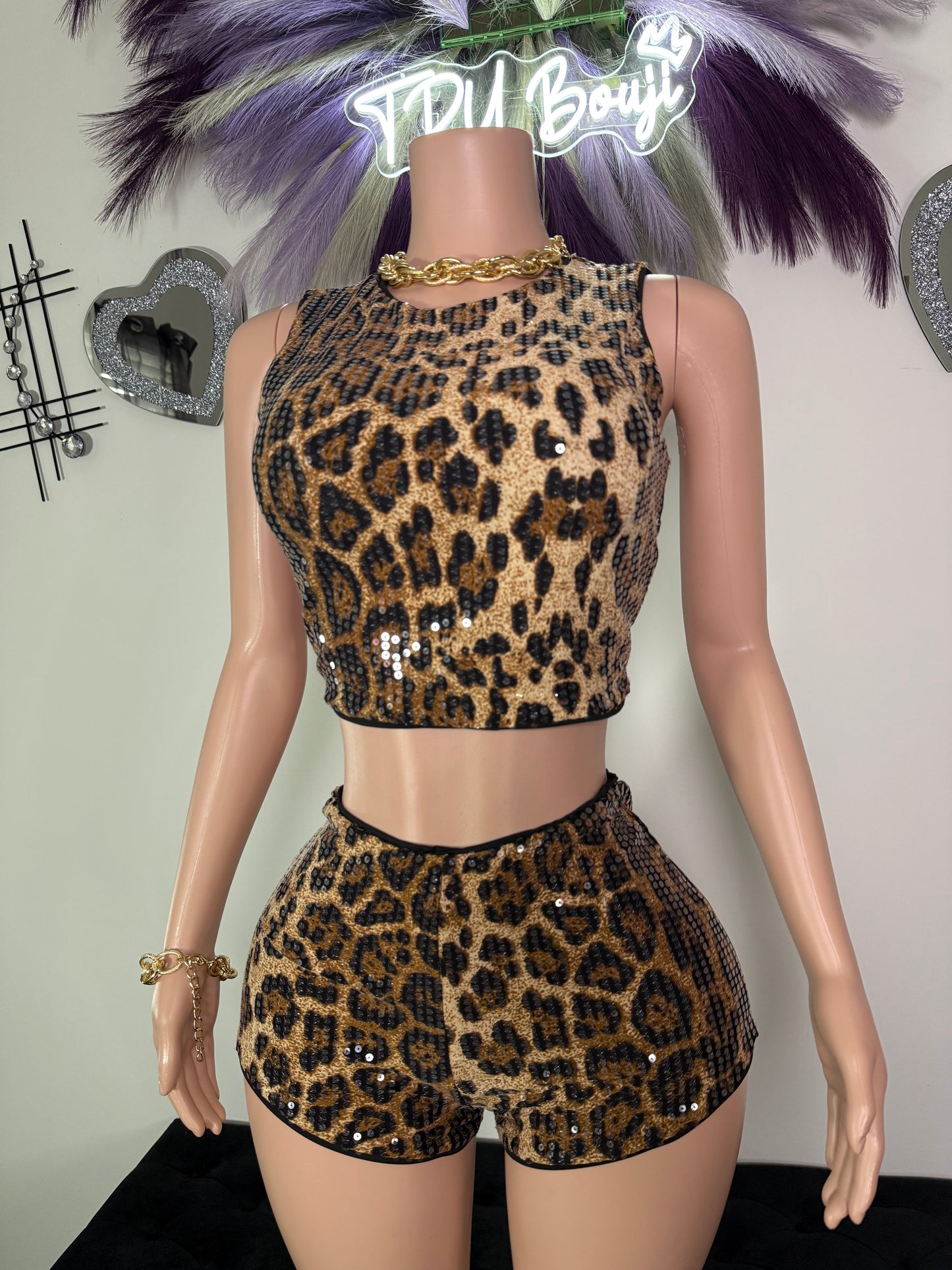Flashy Feline Short Set