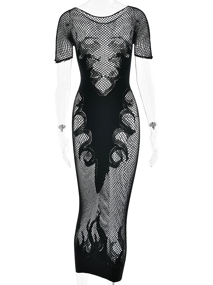 Flame Temptation Mesh Dress