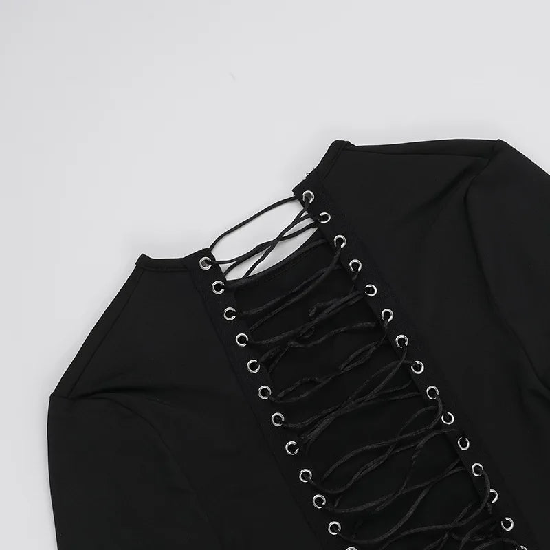 Black Out Lace-Up Dress