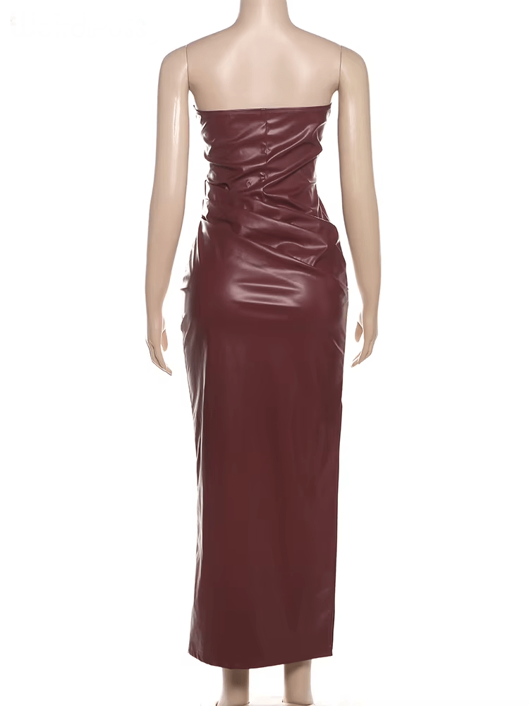 Come and Talk To Me Leather Body Con Dress