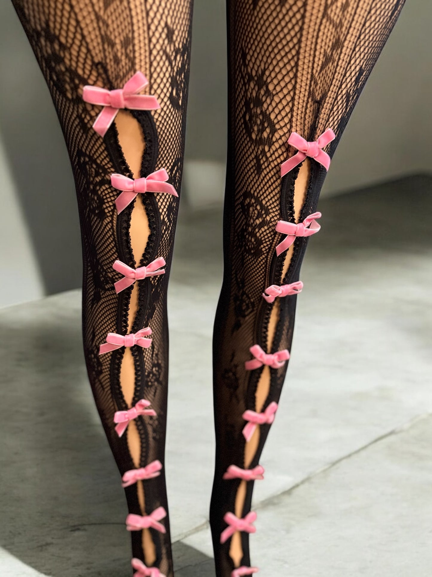 Mesh Stockings with Bow