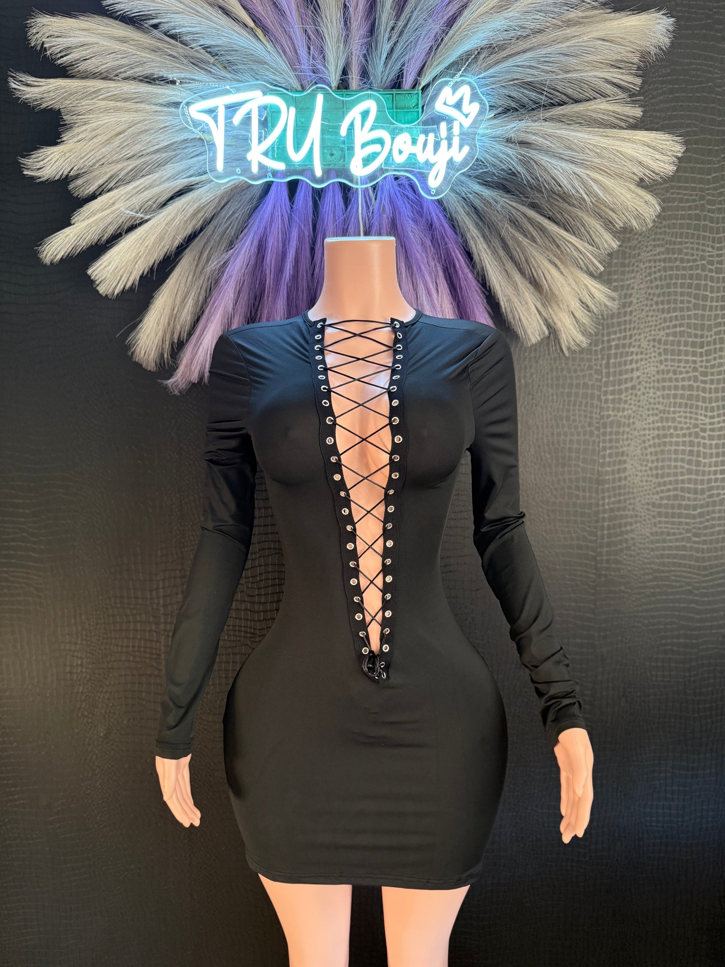 Black Out Lace-Up Dress