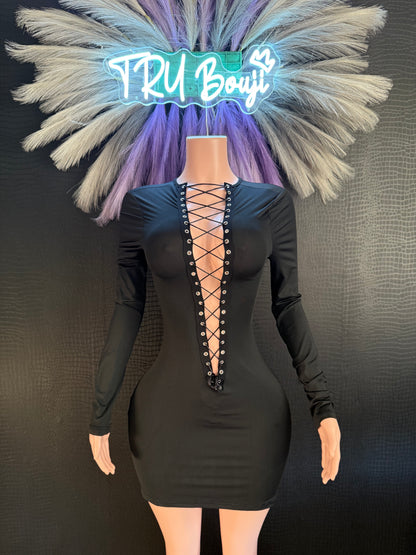 Black Out Lace-Up Dress