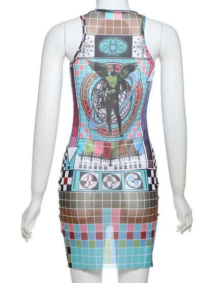 Urban Mosaic Mini Dress