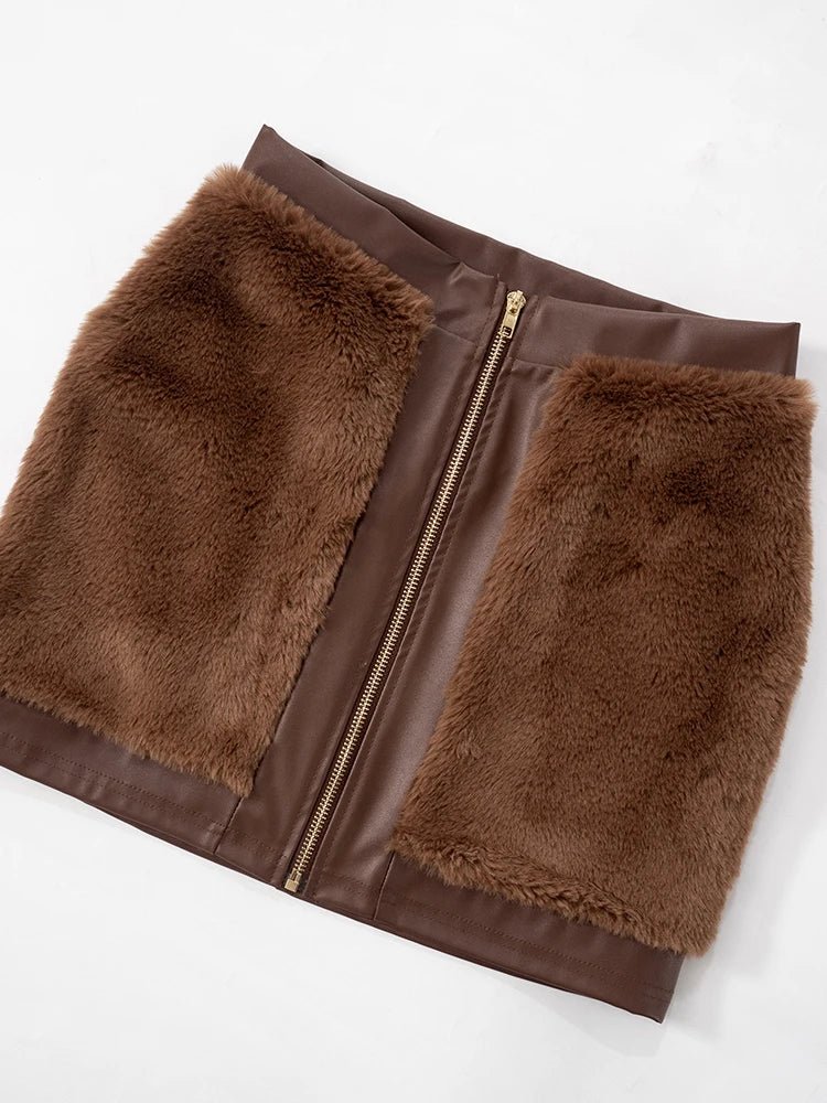 Faux Fur Mini Skirt Set