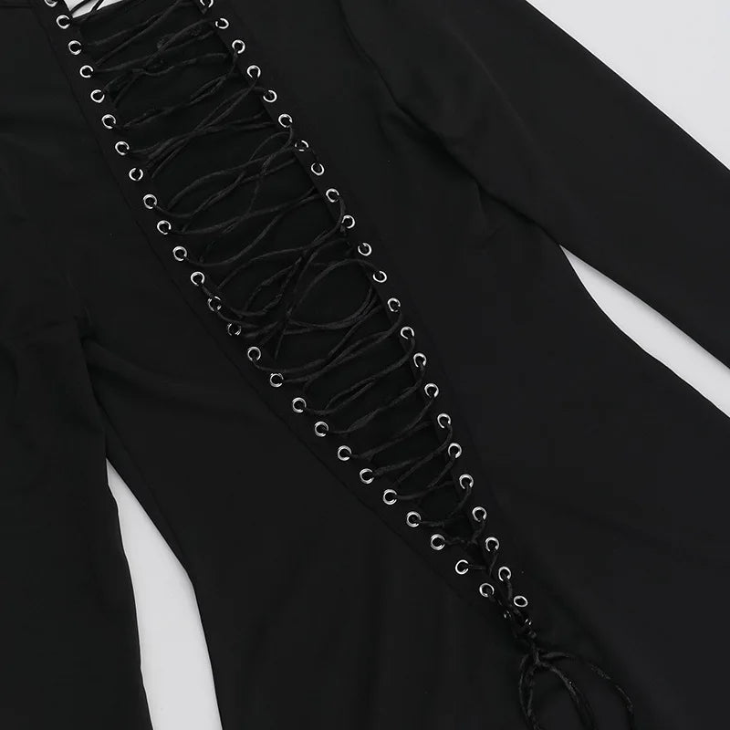 Black Out Lace-Up Dress