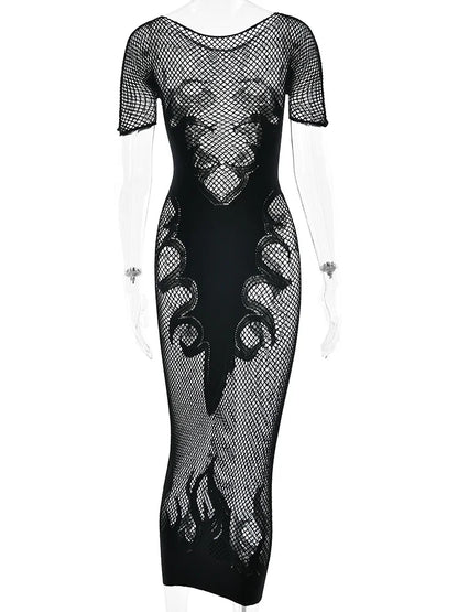Flame Temptation Mesh Dress