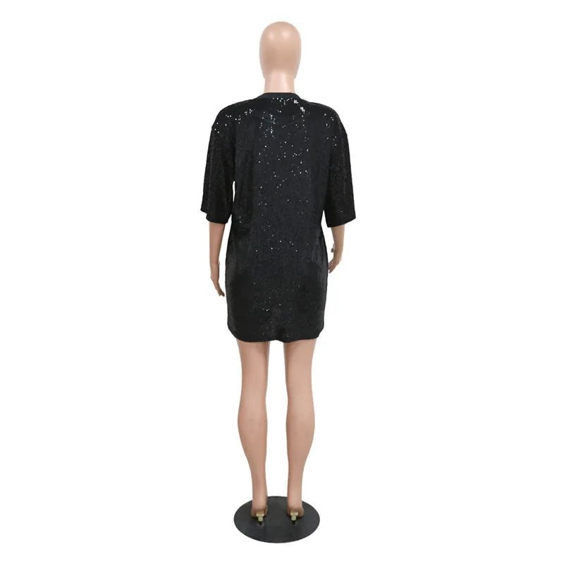 Pop Out It's My Birthday Glitter Sequins Shirt Dress