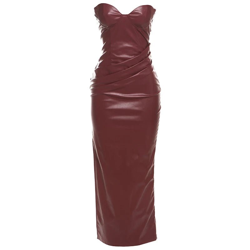 Come and Talk To Me Leather Body Con Dress