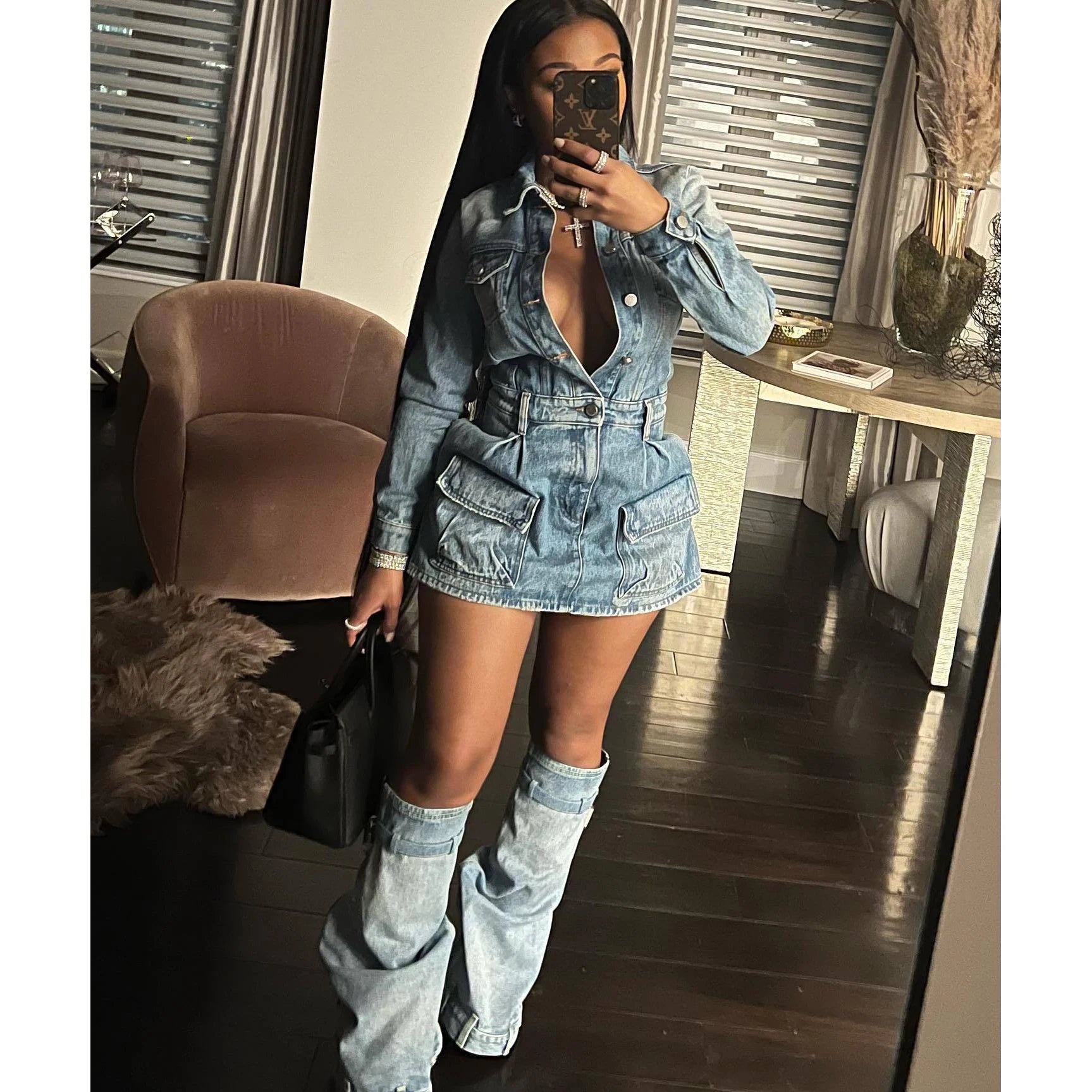 The One For You Cargo Denim Dress