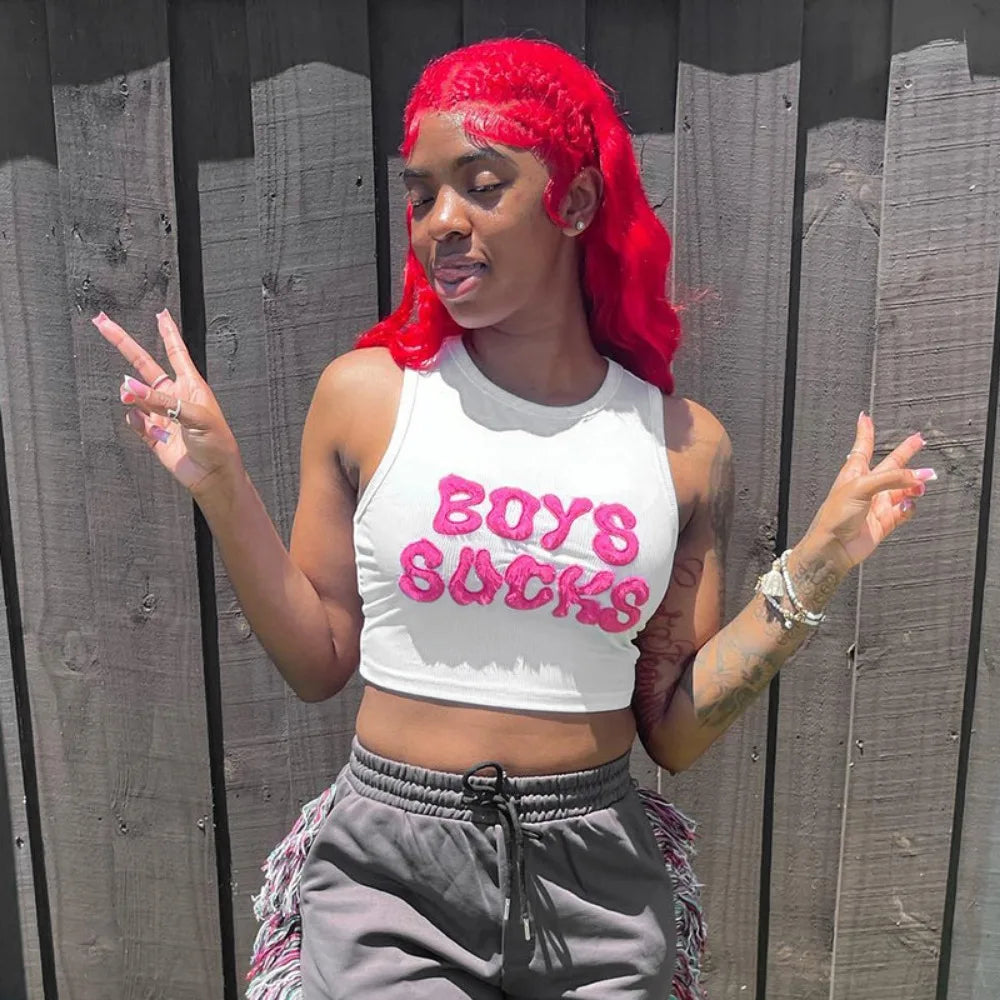 Boys Suck Hot Girl Crop Tank Top