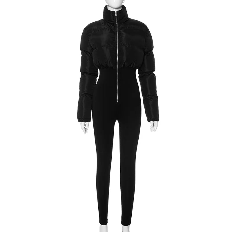 Groove With Me Bubble Bomber Jacket Jumpsuit