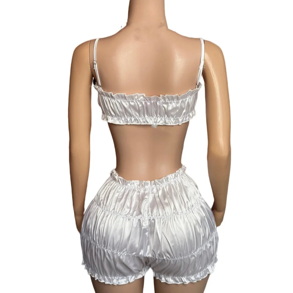 Its Like Candy Bouji Ruched Sexy Shorts Two Piece Set