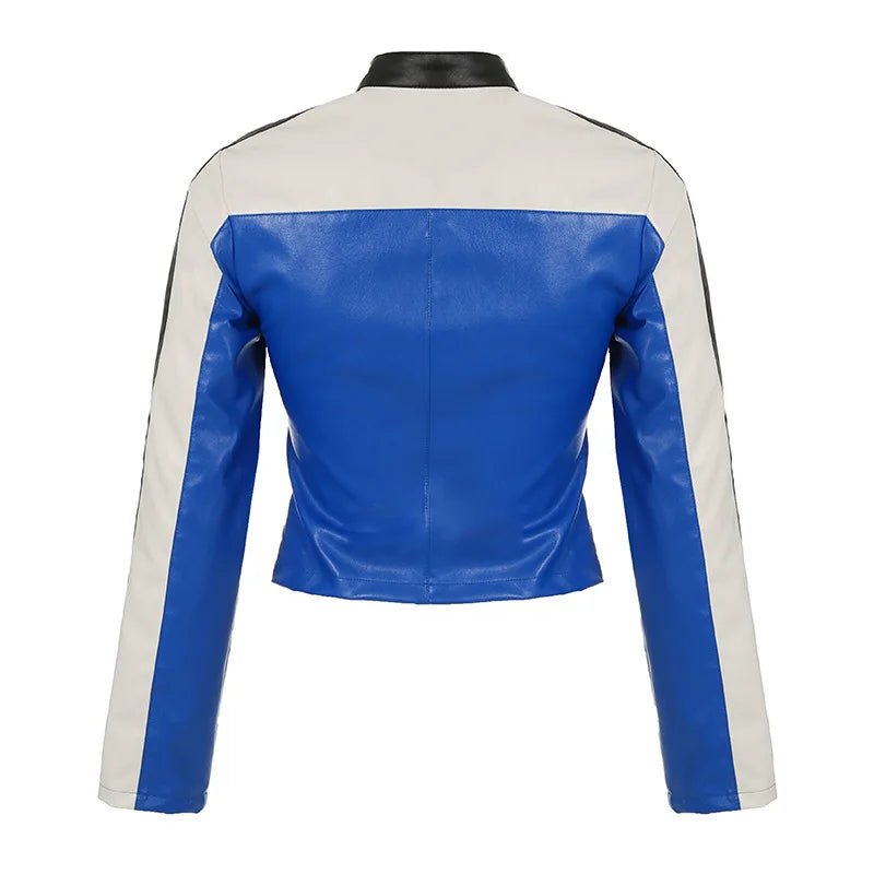 TRU Blue Faux Leather Motorcycle Jacket