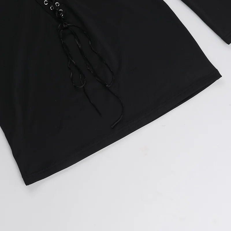 Black Out Lace-Up Dress