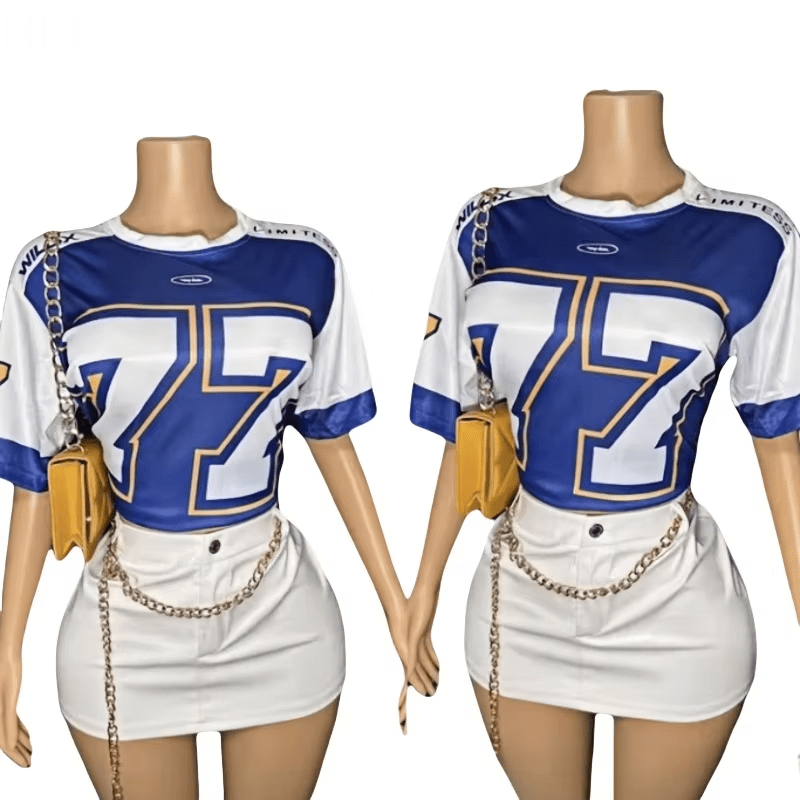 BluePrint Jersey Two Piece Mini Skirt Set